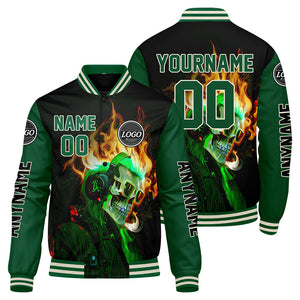Chaquetas universitarias personalizadas en verde y negro para hombres & mujeres y jóvenes & Chaquetas Letterman personalizadas