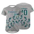 Camiseta de béisbol personalizada gris turquesa con degradado uniformes de equipo personalizados con nombre y número