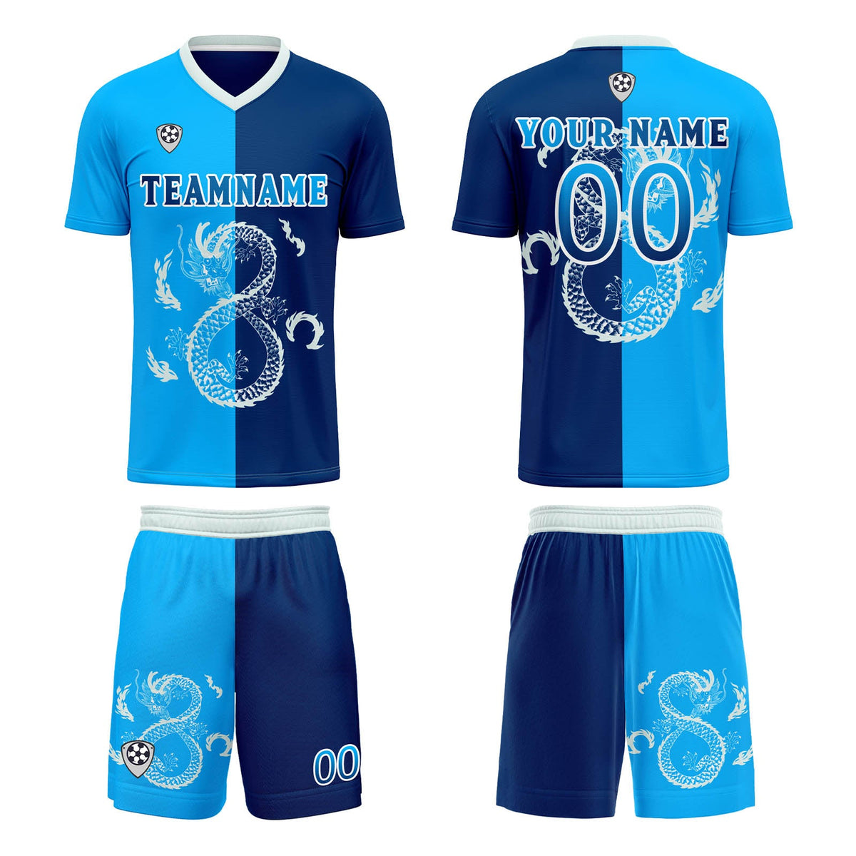 Conjunto personalizado de camiseta de uniforme azul oscuro para niños y adultos