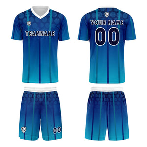 Conjunto personalizado de camiseta azul para niños y adultos