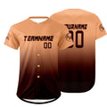 Camiseta de béisbol personalizada de color marrón claro con degradado uniformes de equipo personalizados con nombre y número