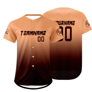 Camiseta de béisbol personalizada de color marrón claro con degradado uniformes de equipo personalizados con nombre y número