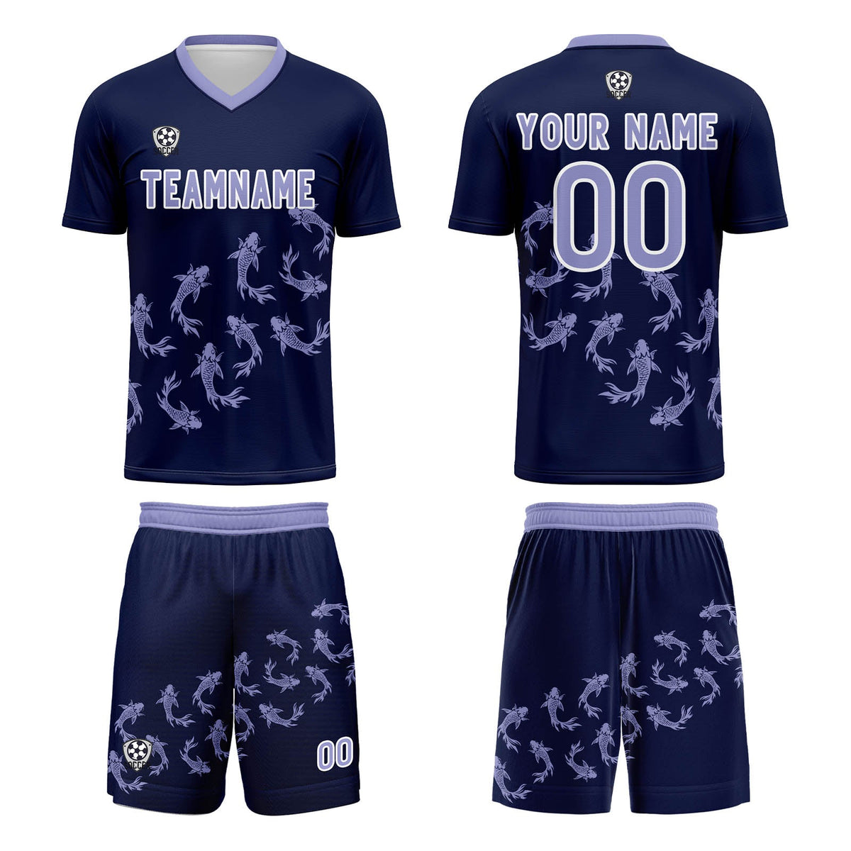 Conjunto personalizado de camiseta de fútbol color morado oscuro para niños y adultos