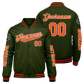 Chaquetas universitarias personalizadas de color verde oliva y naranja para hombres & mujeres y jóvenes & Chaquetas tipo Letterman personalizadas