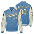 Chaquetas universitarias personalizadas azul claro crema para hombres & mujeres y jóvenes & Chaquetas Letterman personalizadas