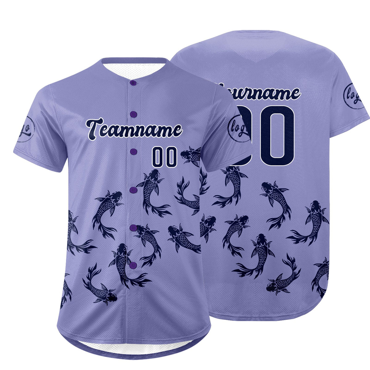 Camiseta de béisbol personalizada color morado claro y morado oscuro con degradado uniformes de equipo personalizados con nombre y número