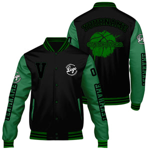Chaquetas universitarias personalizadas de color verde hierba negra para hombres & mujeres y jóvenes & Chaquetas Letterman personalizadas