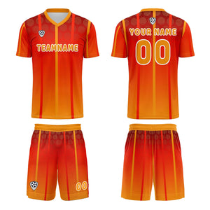 Conjunto personalizado de camiseta de uniforme naranja y amarillo para niños y adultos