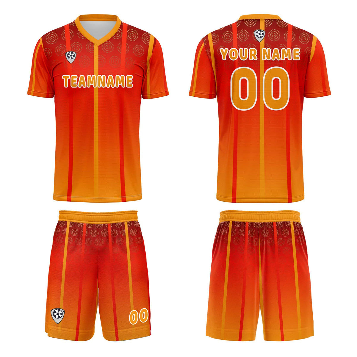 Conjunto personalizado de camiseta de uniforme naranja y amarillo para niños y adultos