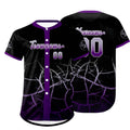 Camiseta de béisbol personalizada negra morada y gris con degradado uniformes de equipo personalizados con nombre y número