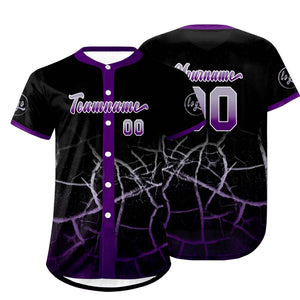Camiseta de béisbol personalizada negra morada y gris con degradado uniformes de equipo personalizados con nombre y número
