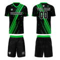 Conjunto personalizado de camiseta de uniforme negra y verde para niños y adultos