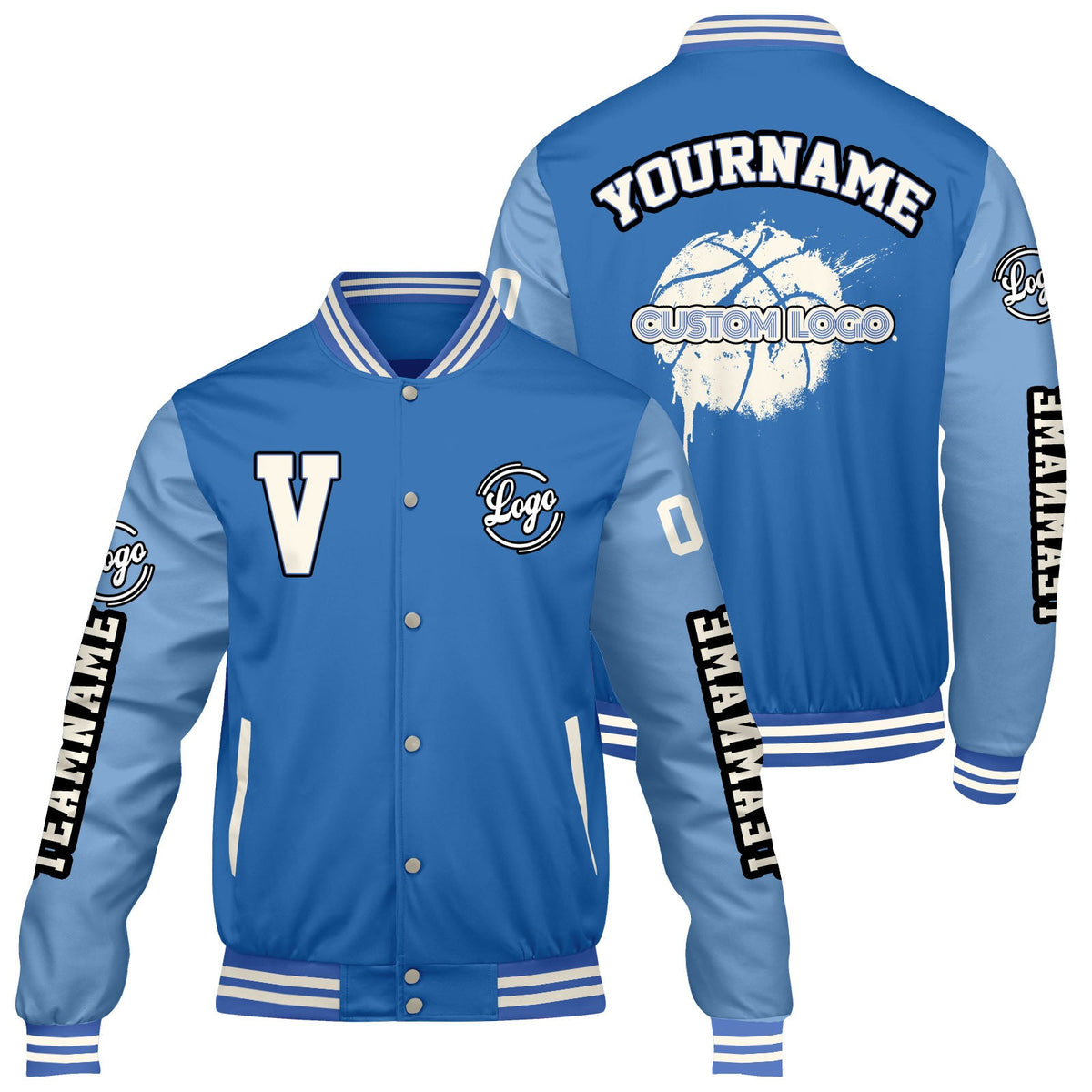 Chaquetas universitarias azul claro personalizadas para hombres & mujeres y jóvenes & Chaquetas Letterman personalizadas
