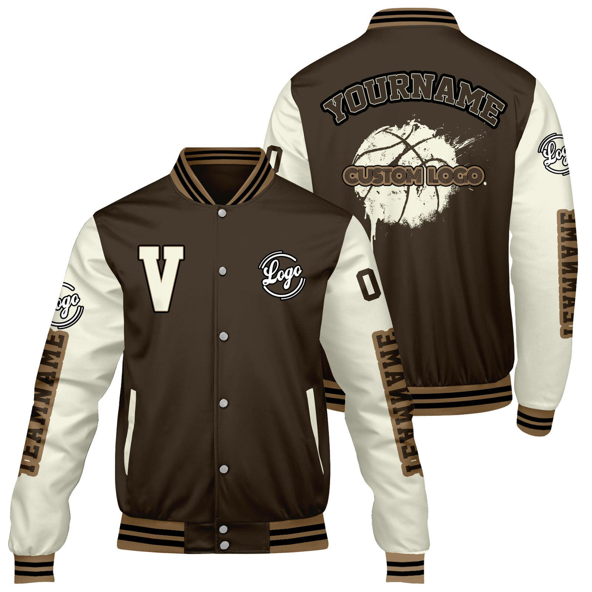 Chaquetas universitarias personalizadas color crema y marrón para hombres & mujeres y jóvenes & Chaquetas Letterman personalizadas