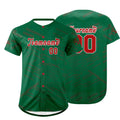 Camiseta de béisbol personalizada verde Kelly y roja con degradado uniformes de equipo personalizados con nombre y número