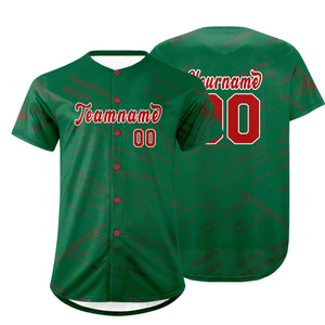 Camiseta de béisbol personalizada verde Kelly y roja con degradado uniformes de equipo personalizados con nombre y número
