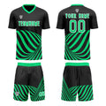 Conjunto personalizado de camiseta de uniforme negra y verde para niños y adultos