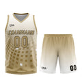 Uniforme de baloncesto personalizado en blanco y marrón con tu logotipo-nombre y número impresos