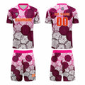 Conjunto personalizado de camiseta de uniforme morado oscuro y rosa para niños y adultos
