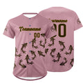 Camiseta de béisbol personalizada rosa claro y verde oliva con degradado uniformes de equipo personalizados con nombre y número