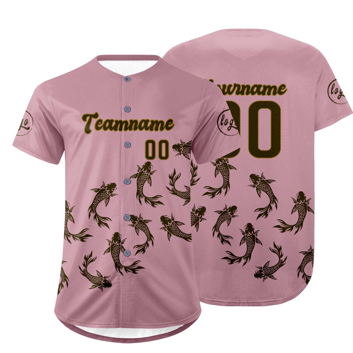 Camiseta de béisbol personalizada rosa claro y verde oliva con degradado uniformes de equipo personalizados con nombre y número