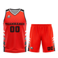 Uniforme de baloncesto personalizado rojo y negro con tu logotipo-nombre y número impresos
