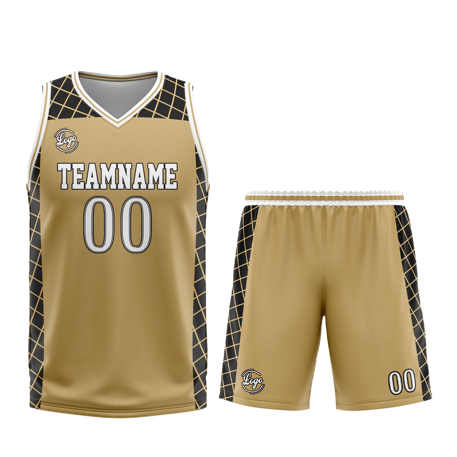 Uniforme de baloncesto personalizado en marrón y negro con tu logotipo-nombre y número impresos