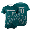 Camiseta de béisbol personalizada en verde oscuro y gris con dise?o degradado uniformes de equipo con nombre y número
