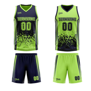 Traje de baloncesto reversible azul marino personalizado para adultos y niños