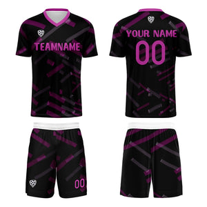 Conjunto personalizado de camiseta de fútbol negra y roja para niños y adultos
