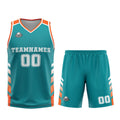 Uniforme de baloncesto personalizado color naranja cian con tu logotipo-nombre y número impresos