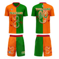 Conjunto personalizado de camiseta de uniforme naranja y verde para niños y adultos