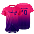 Camiseta de béisbol personalizada color fucsia con degradado uniformes de equipo personalizados con nombre y número