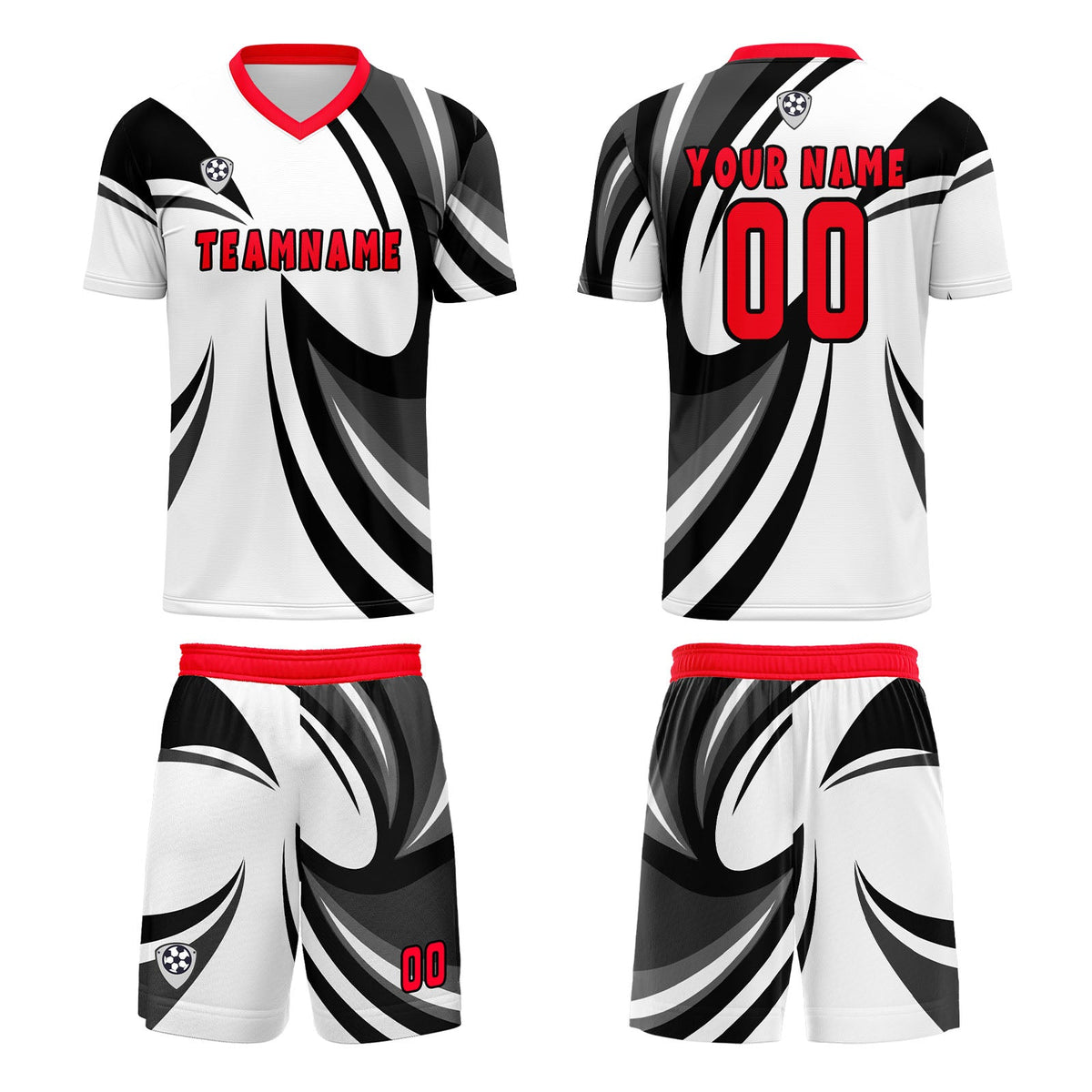 Conjunto personalizado de camiseta & uniforme blanco y negro para niños y adultos