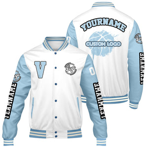 Chaquetas universitarias personalizadas White Lion Blue para hombres & mujeres y jóvenes & Chaquetas Letterman personalizadas
