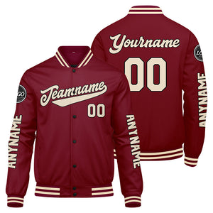 Chaquetas universitarias personalizadas color crema carmesí para hombres & mujeres y jóvenes & Chaquetas Letterman personalizadas