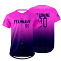 Camiseta de béisbol personalizada en color morado y azul marino con dise?o degradado uniformes de equipo personalizados con nombre y número
