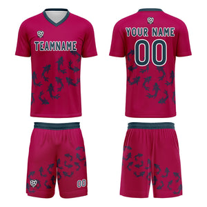 Conjunto personalizado de camiseta de fútbol rosa para niños y adultos