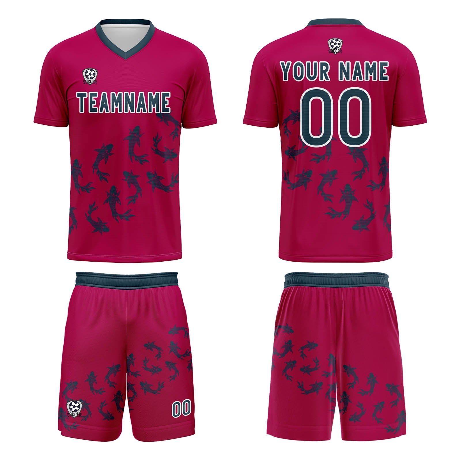 Conjunto personalizado de camiseta de fútbol rosa para niños y adultos