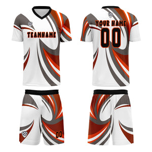 Conjunto personalizado de camiseta de uniforme blanca y marrón para niños y adultos