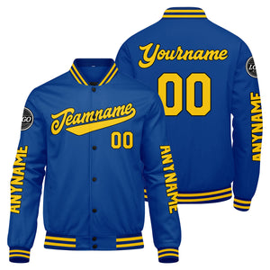 Chaquetas universitarias personalizadas de color amarillo real para hombres & mujeres y jóvenes & Chaquetas tipo Letterman personalizadas