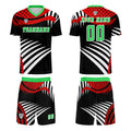 Conjunto personalizado de camiseta de uniforme rojo y verde para niños y adultos