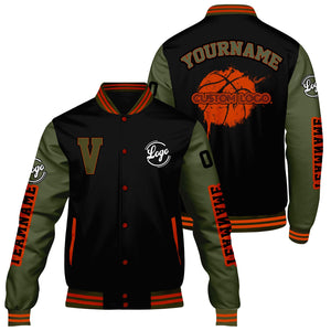 Chaquetas universitarias personalizadas en color negro y verde oliva para hombres & mujeres y jóvenes & Chaquetas Letterman personalizadas