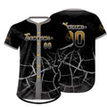 Camiseta de béisbol personalizada negra y dorada antigua con dise?o degradado uniformes de equipo con nombre y número