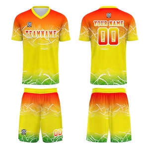 Conjunto personalizado de camiseta de fútbol amarilla y naranja para niños y adultos
