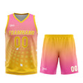 Uniforme de baloncesto rosa y amarillo personalizado con tu logotipo-nombre y número impresos