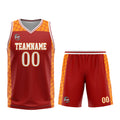 Uniforme de baloncesto personalizado rojo y naranja con tu logotipo-nombre y número impresos