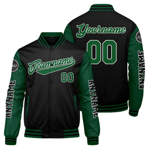 Chaquetas universitarias personalizadas en verde y negro para hombres & mujeres y jóvenes & Chaquetas Letterman personalizadas