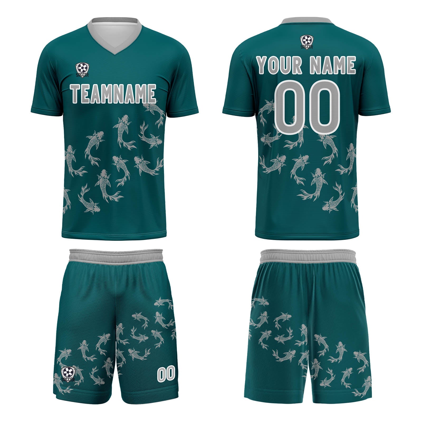 Conjunto personalizado de camiseta de fútbol verde oscuro para niños y adultos
