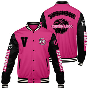 Chaquetas universitarias personalizadas en rosa y negro para hombres & mujeres y jóvenes & Chaquetas Letterman personalizadas